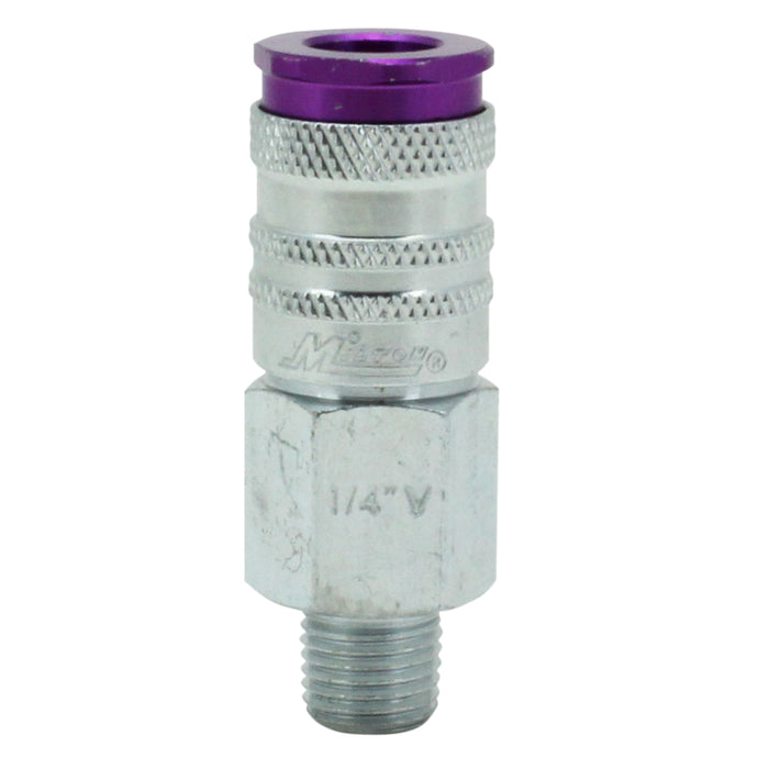 COLORFIT® HIGHFLOWPRO® Couplers (V-Style, Purple) - 1/4" NPT Male (Box of 10)