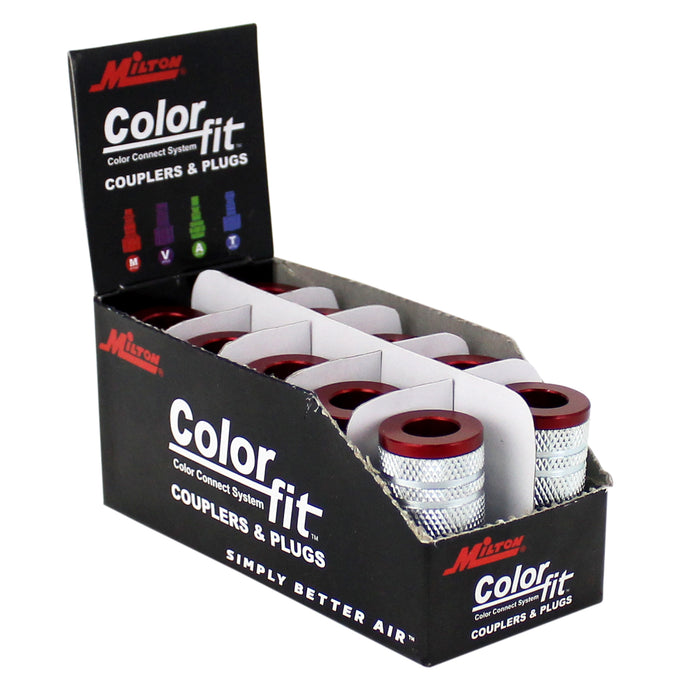 COLORFIT® Milton Couplers (M-Style, Red) - 1/4" NPT (Box of 10)