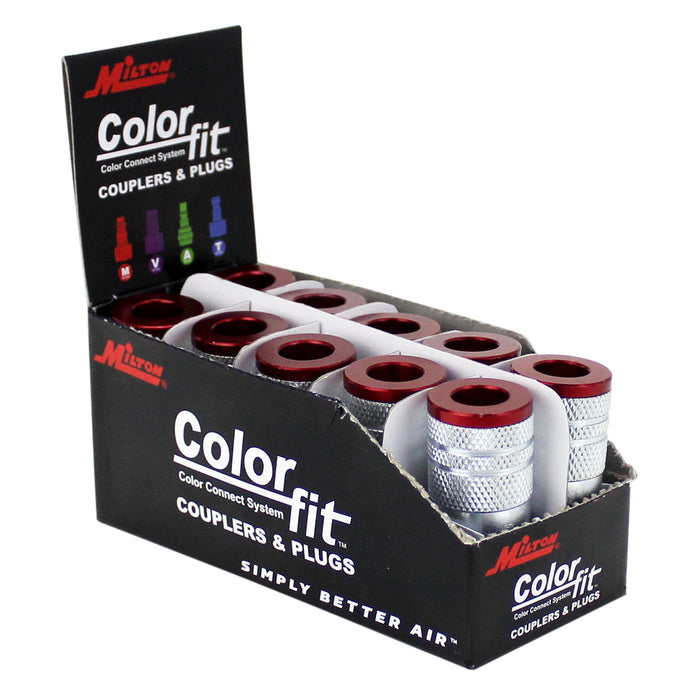 COLORFIT® Milton Couplers (M-Style, Red) - 1/4" NPT (Box of 10)