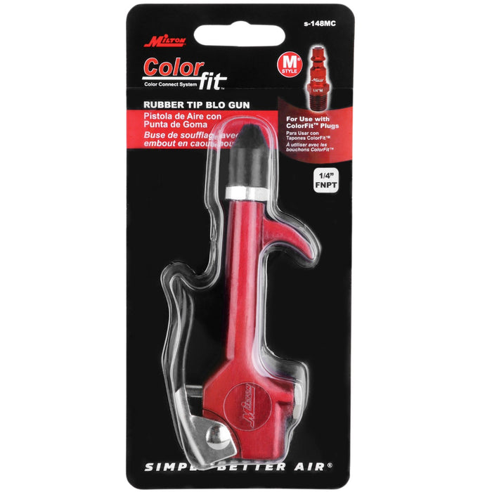 COLORFIT® S-148MC 1/4  NPT Lever Blow Gun Tool, Rubber Tip Nozzle, Red