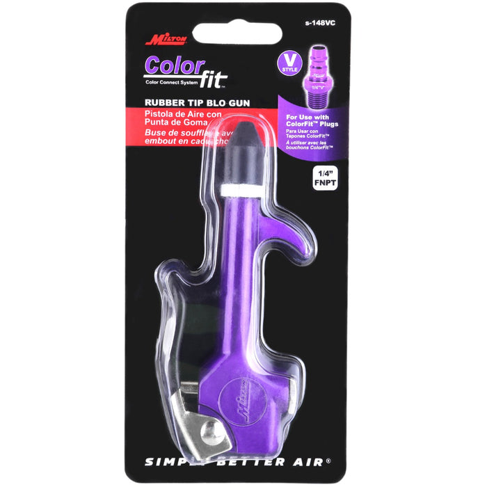 COLORFIT® S-148VC 1/4" NPT Lever Blow Gun Tool, Rubber Tip Nozzle, Purple