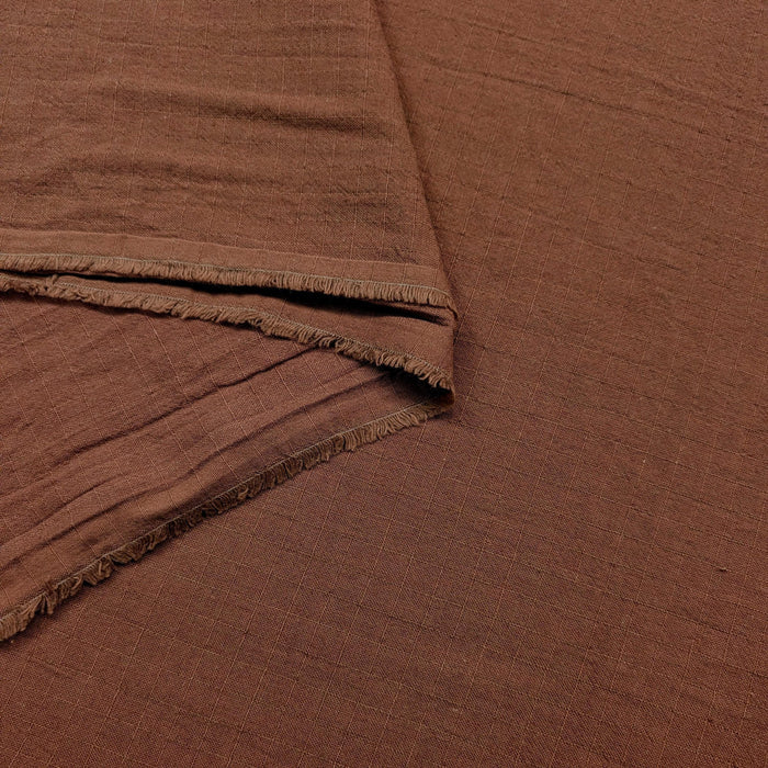 NEW Soft Gridded Dobby Cosmo Japanese cotton linen fabric AD-5747 214 seal brown