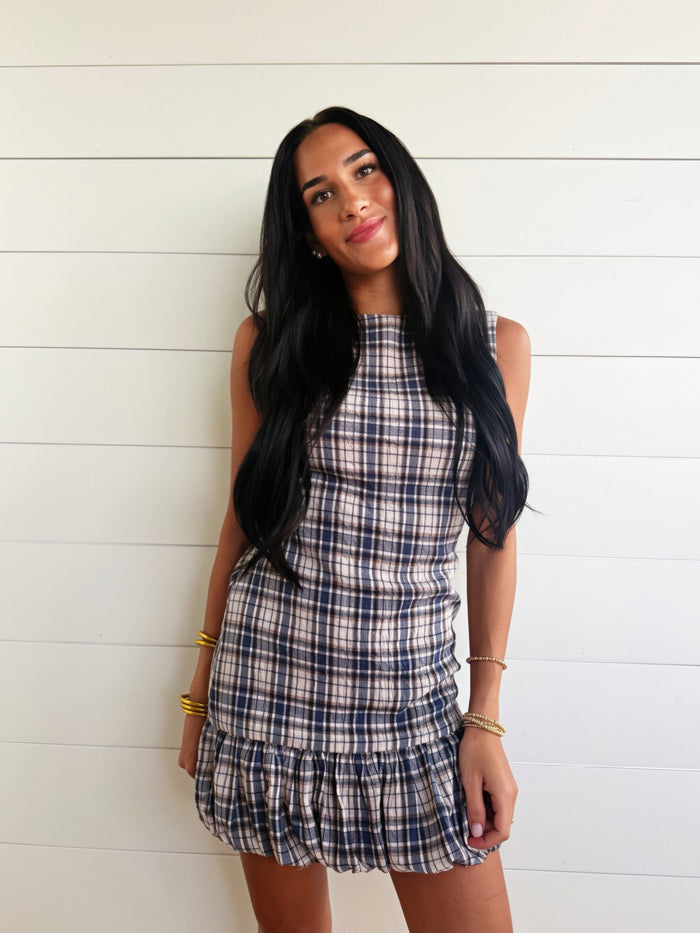 Cotswolds Bubble Dress In Blue Oak Multi - Infinity Raine