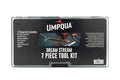 Umpqua Dream Stream 7-piece fly tying tool set – complete kit including scissors, bobbin, bodkin, whip finisher, hackle pliers, and more in a convenient carrying case.