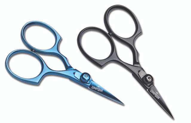Umpqua Dream Stream Plus 4-inch razor scissors – ultra-sharp fly tying scissors for clean, effortless cuts on fine threads and delicate materials.