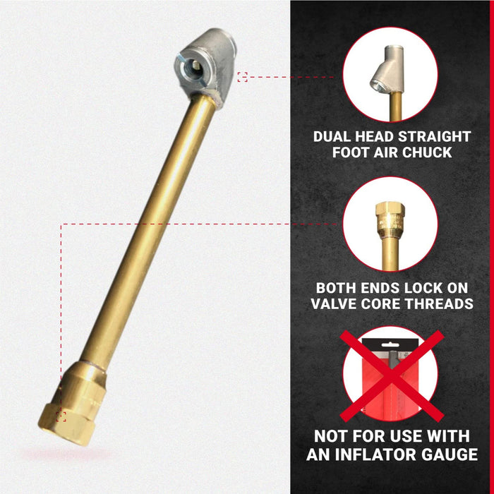 Dual-Head Air Chuck, 1/4" FNPT, Tire Air Chuck for Tire Inflator Gauge and Air Compressor