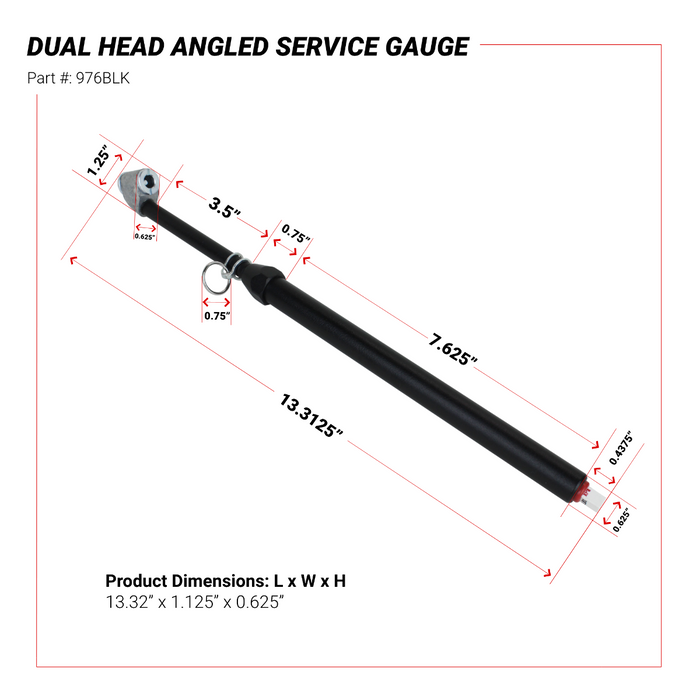 Dual Head Angled Chuck Service Gauge, Matte Black Poly Finish -13" 1-160 PSI