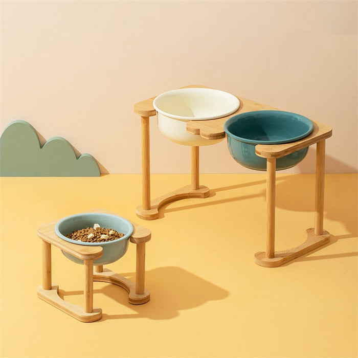 Elevated Dog Bowls with Bamboo Stand – Raised Food & Water Bowls for Dogs