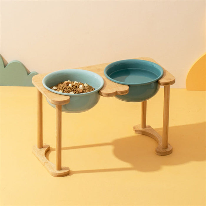 Elevated Dog Bowls with Bamboo Stand – Raised Food & Water Bowls for Dogs