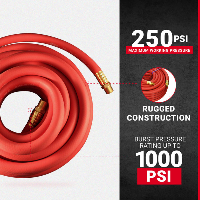 EPDM 3/8" ID Rubber Air Hose, 50' Long
