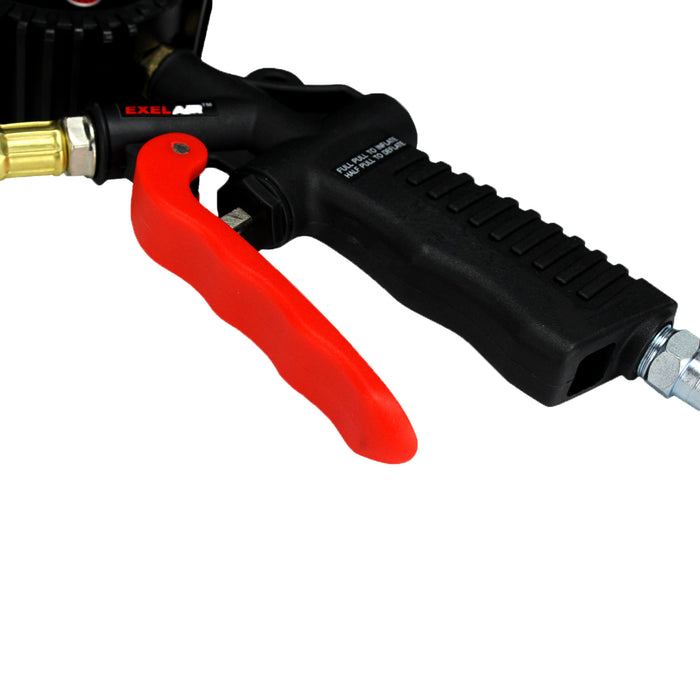 EXELAIR® Digital Pistol Grip Tire Inflator/Deflator Gauge, 16" Air Hose and Easy-Clip Chuck