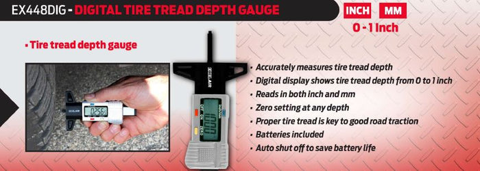 EXELAIR® Digital Tire Tread Depth Gauge (0 to 1" Range)