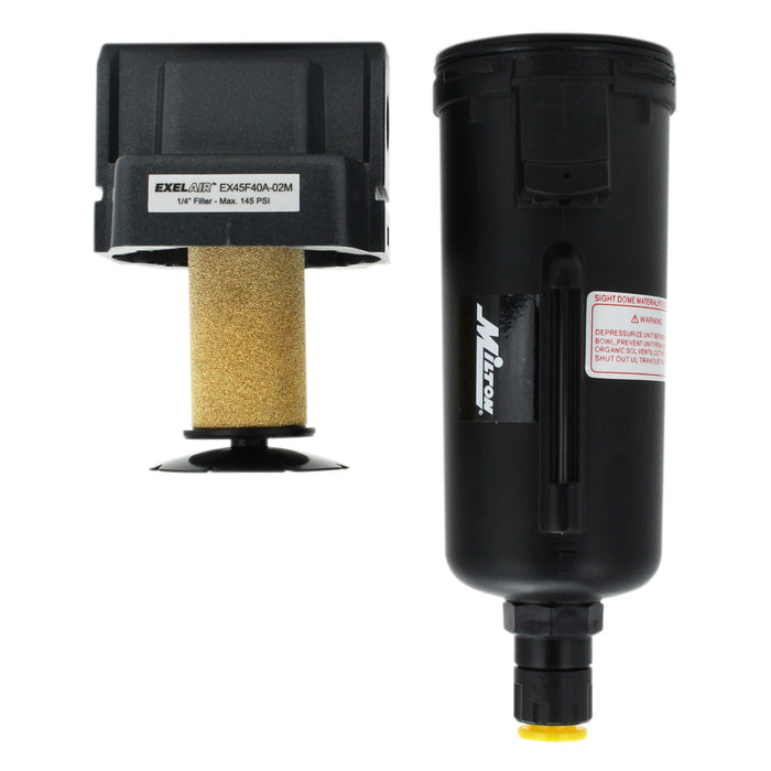 EXELAIR® FRL Air Filter, 1/4" NPT, Metal Bowl, Automatic Float/Overnight