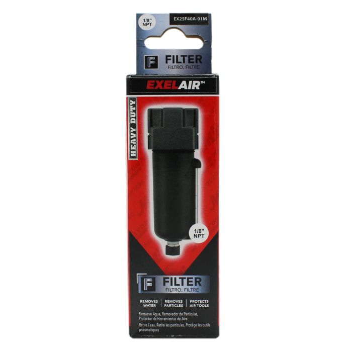 EXELAIR® FRL Mini Air Filter, 1/8" NPT, Metal Bowl, Automatic Float