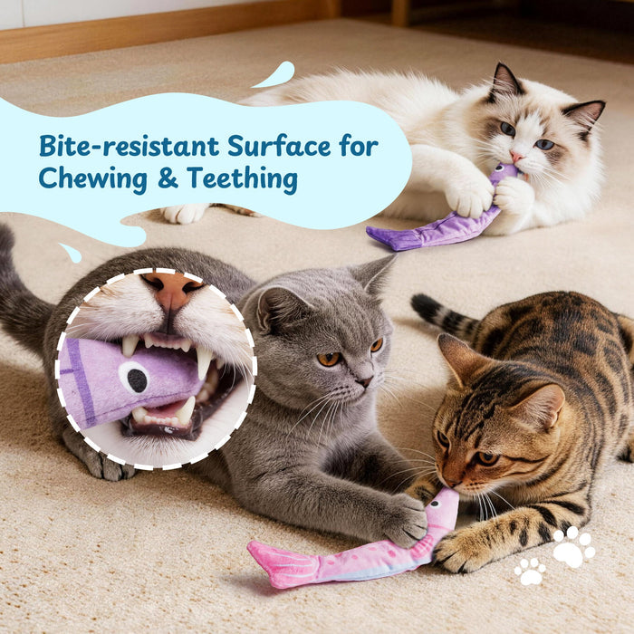 Extra Large Catnip Fish Toys Plush Crinkle Chew Toys for Indoor Cats