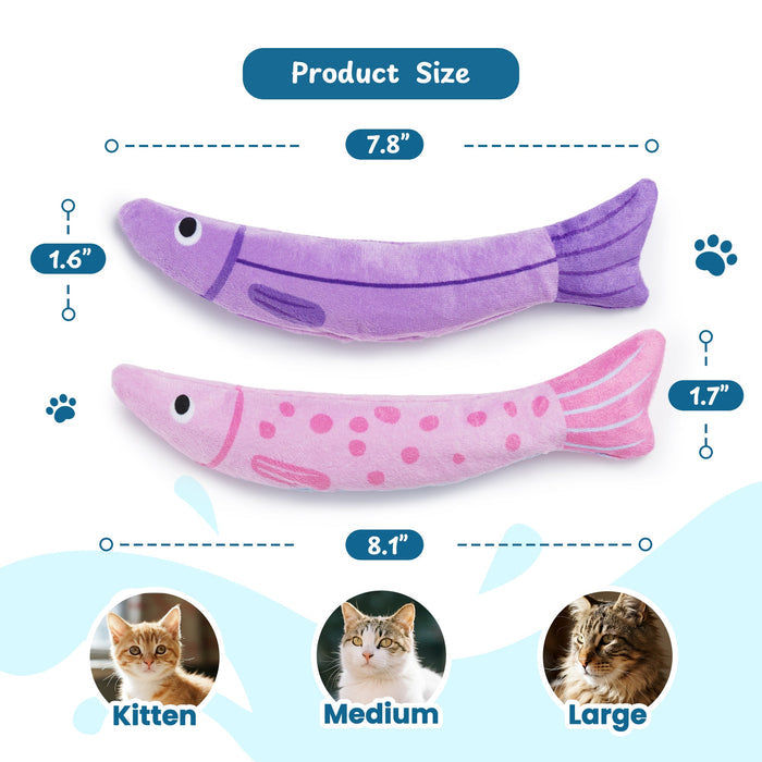 Extra Large Catnip Fish Toys Plush Crinkle Chew Toys for Indoor Cats