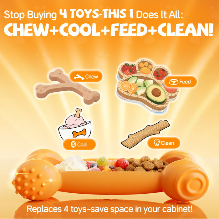 Freezeable Dog Chew Bone Toy for Aggressive Chewers & Teething Puppies