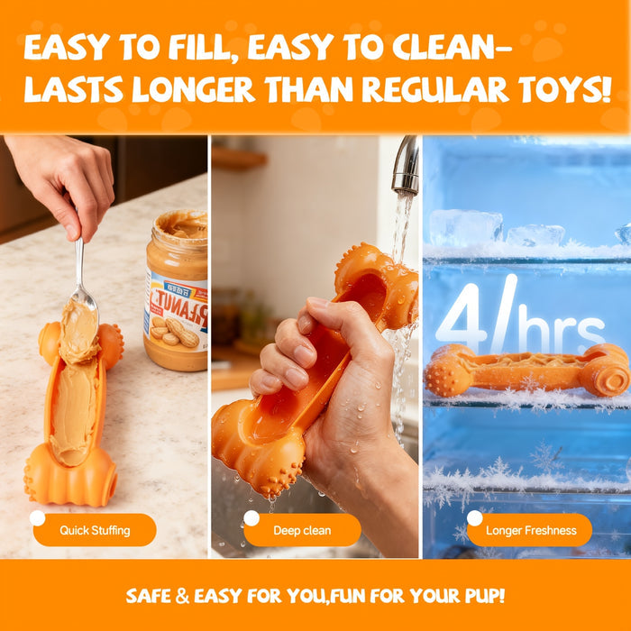 Freezeable Dog Chew Bone Toy for Aggressive Chewers & Teething Puppies