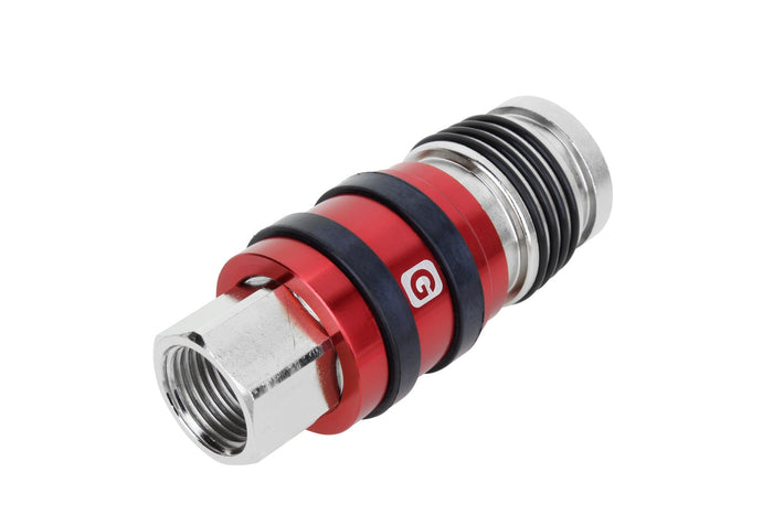 G-Style Universal Safety Exhaust Industrial Coupler, 1/2" FNPT x 1/2" Body Flow - PATENTED