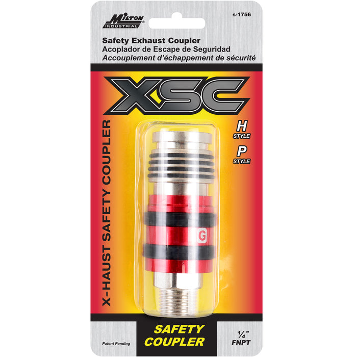 G-Style Universal Safety Exhaust Industrial Coupler, 1/2" MNPT x 1/2" Body Flow - PATENTED