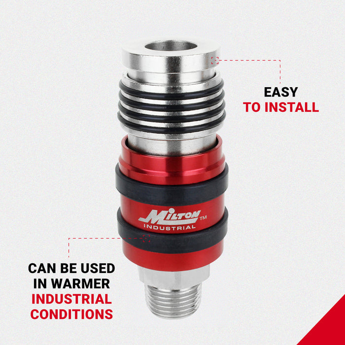 G-Style Universal Safety Exhaust Industrial Coupler, 1/2" MNPT x 1/2" Body Flow - PATENTED