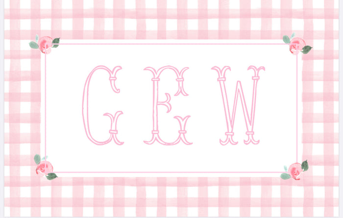 Gingham Initial Placemat