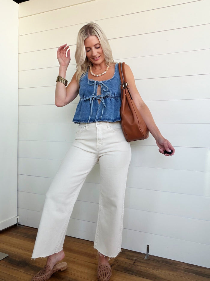 Habitual Denver Wide Leg Crop Jean In Stone - Infinity Raine