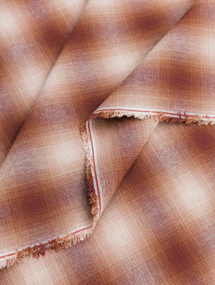 Handworks - Giant Windowpane Plaid Yarn Dyed Cotton Fabric - Dark Brown & Gray