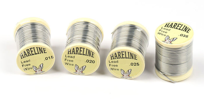 Spools of Hareline LF Wire in .20 and .35 sizes, ideal for adding weight and segmentation to nymphs, streamers, and other fly patterns with a durable, non-tarnishing finish.