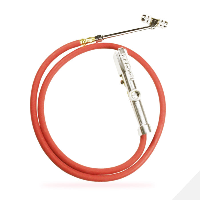 Heavy-Duty Truck Tire Inflator Gauge w/5' Air Hose, Dual Head Chuck, Full Swivel, 1/4" NPT