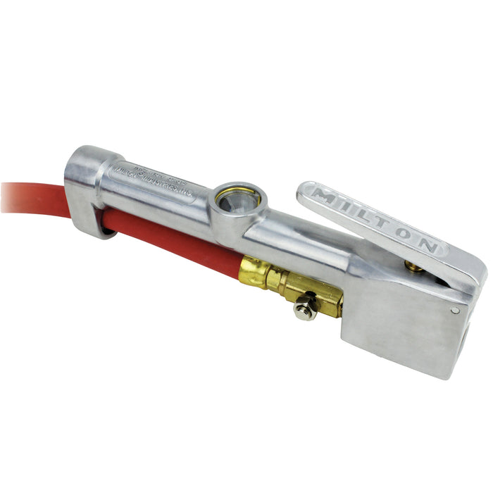 Heavy-Duty Truck Tire Inflator Gauge w/5' Air Hose, Dual Head Chuck, Full Swivel, 1/4" NPT
