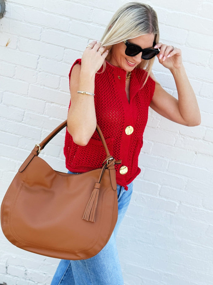 Hobo Tote Bag In Camel - Infinity Raine