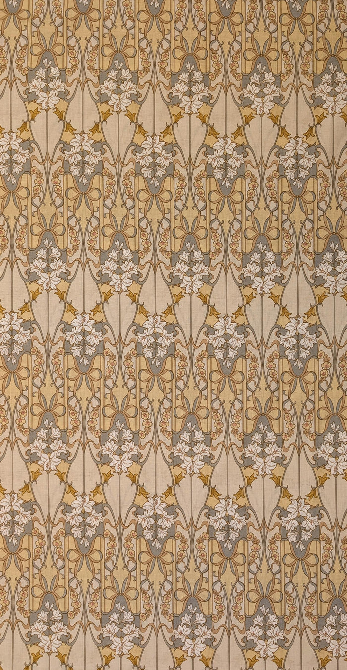 Hokkoh - Nouveau Flower Filigree Cotton Lawn - Beige and Yellow