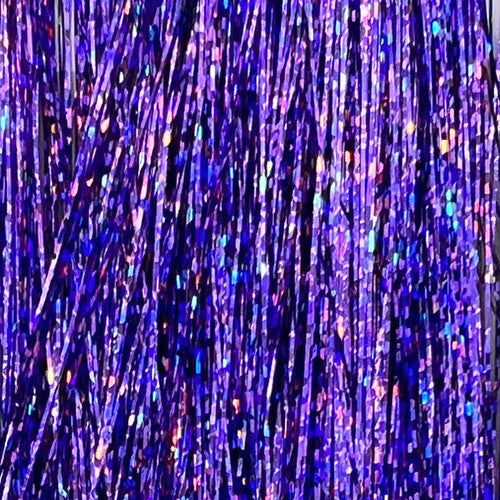 Purple Holographic Flashabou – rich, iridescent fibers ideal for steelhead, bass, and streamer designs.