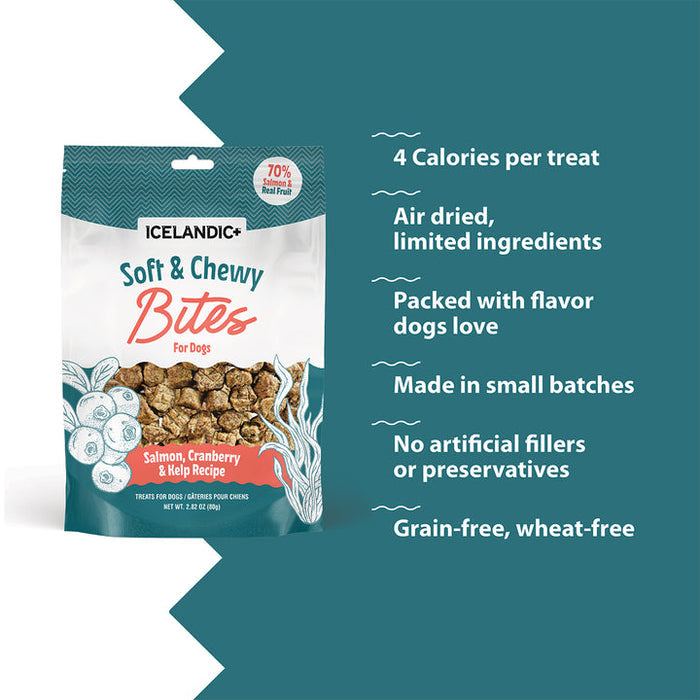 Icelandic+ Salmon, Cranberry & Kelp Recipe Soft & Chewy Bites for Dogs
