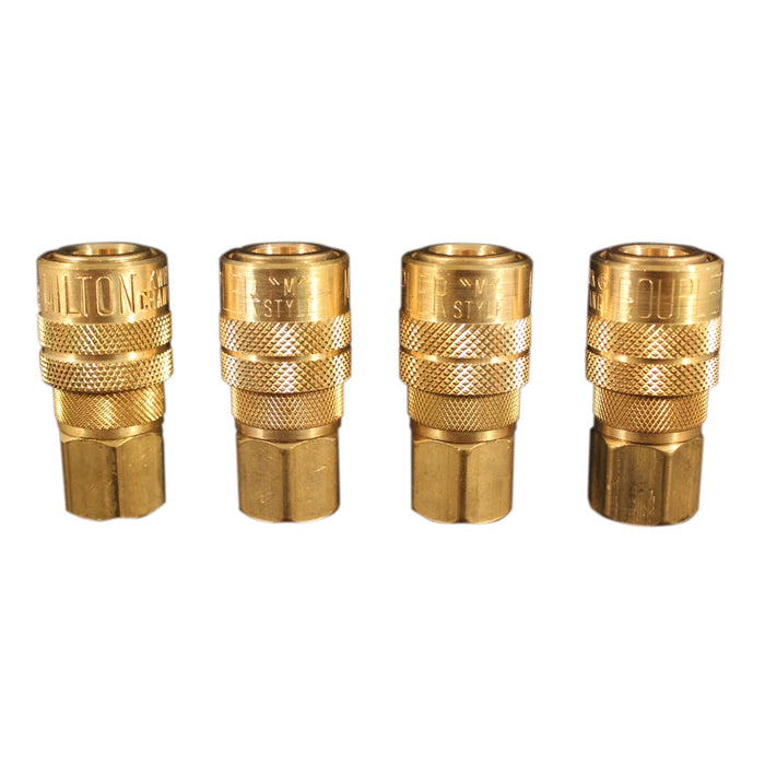 Industrial Air Coupler 1/4" NPT Female Brass Air Coupler, M-STYLE® Quick Connect Air Coupler 4-Pieces
