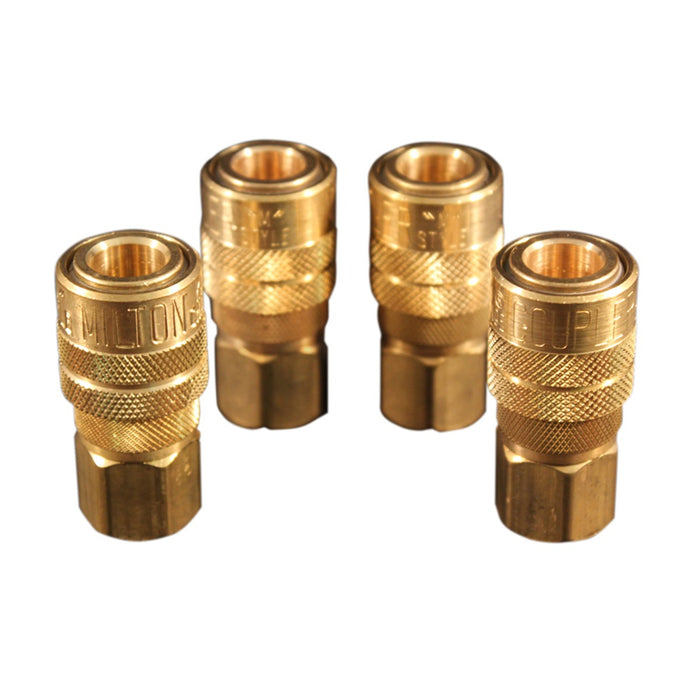Industrial Air Coupler 1/4" NPT Female Brass Air Coupler, M-STYLE® Quick Connect Air Coupler 4-Pieces