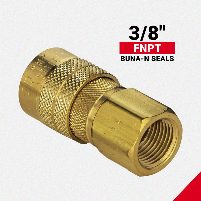 Industrial Coupler 3/8" NPT Female Brass Air Coupler, M-STYLE® Quick Connect