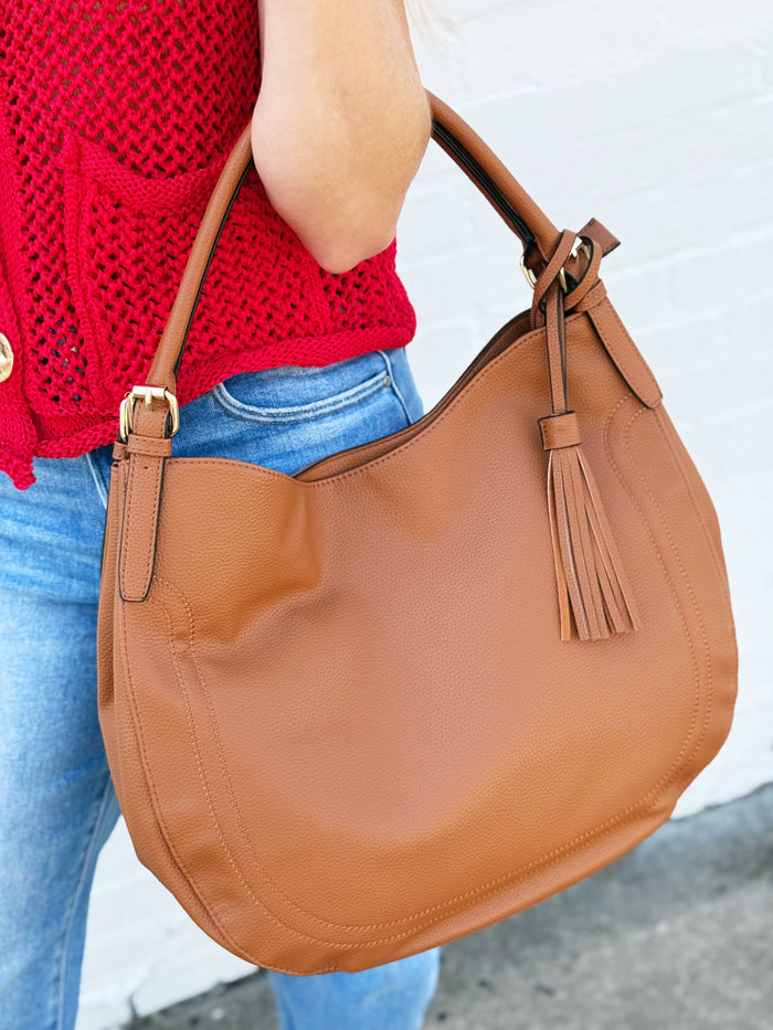 Hobo Tote Bag In Camel - Infinity Raine
