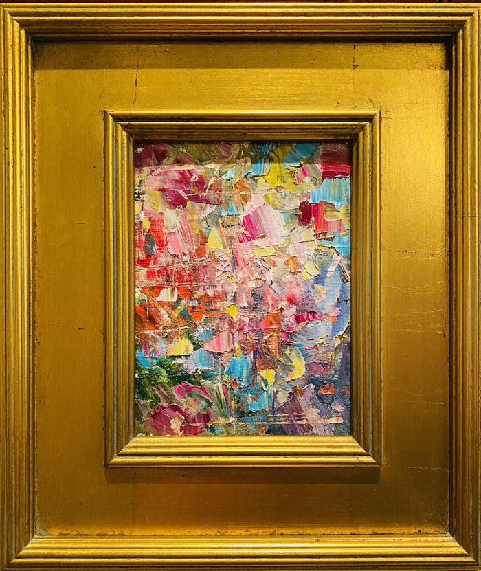 KADLIC Abstract Autumn Impasto Original Oil Painting Gold Gilt Frame Fine Art
