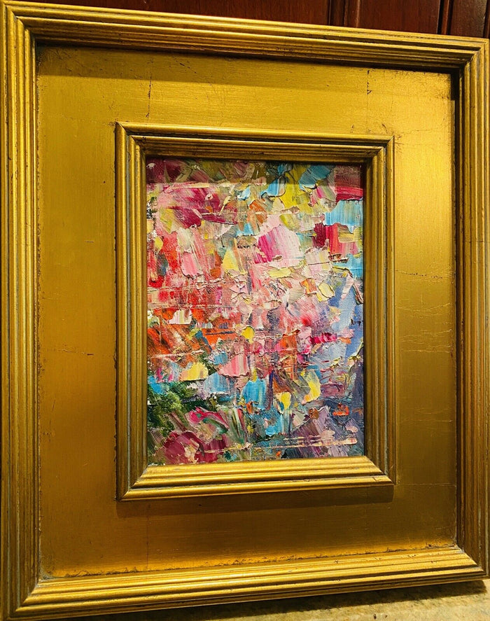 KADLIC Abstract Autumn Impasto Original Oil Painting Gold Gilt Frame Fine Art