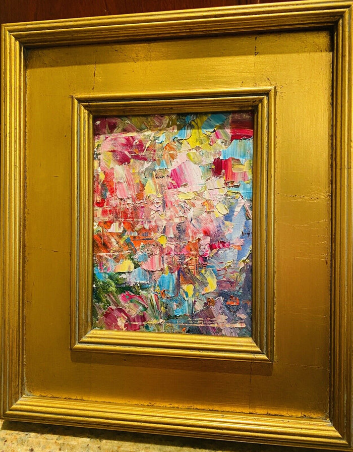 KADLIC Abstract Autumn Impasto Original Oil Painting Gold Gilt Frame Fine Art