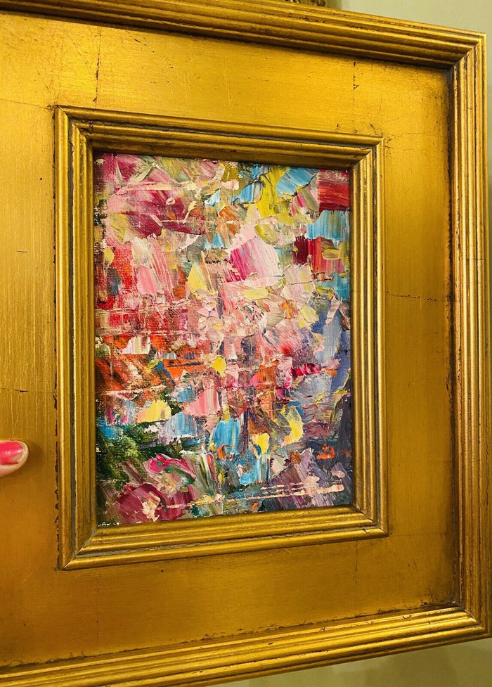 KADLIC Abstract Autumn Impasto Original Oil Painting Gold Gilt Frame Fine Art