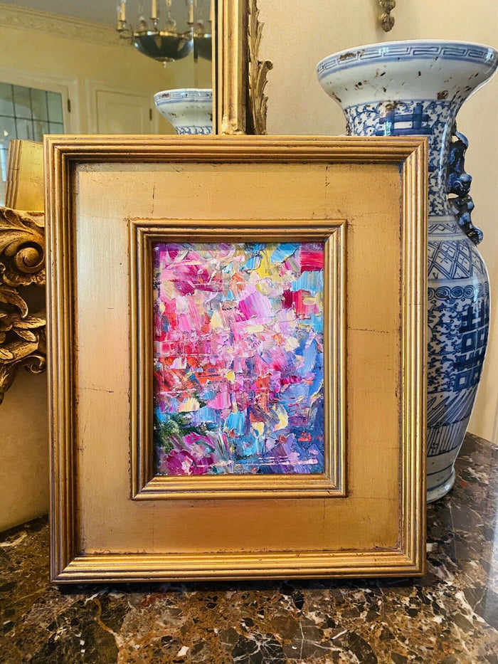 KADLIC Abstract Autumn Impasto Original Oil Painting Gold Gilt Frame Fine Art