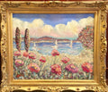 KADLIC Mediterranean Beach Seascape 24"x20 Original Oil Painting Art Gold Frame