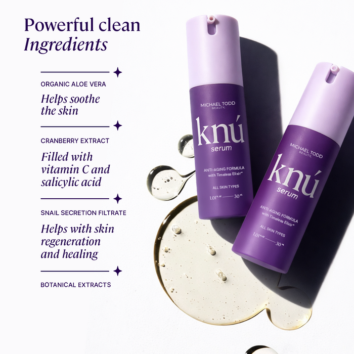 This Michael Todd Beauty Knú Serum contains peptides and is formulated for anti-aging. The bottle is perfect for skin regeneration.