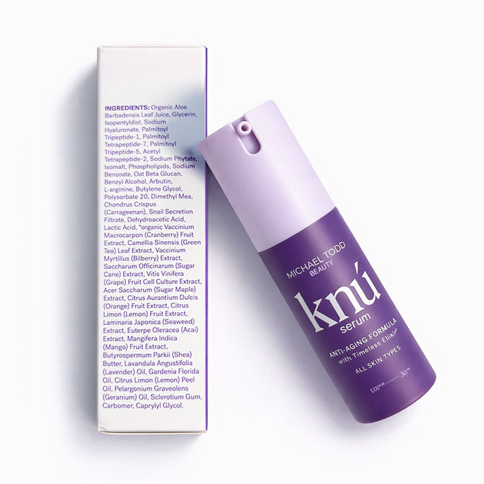 Knú Serum, containing peptides, promotes skin regeneration in a 30ml bottle.