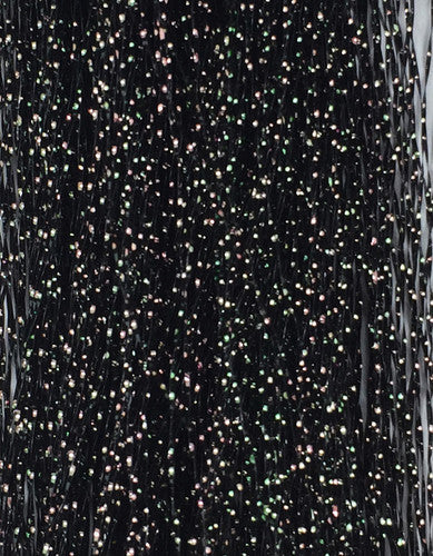 Krystal Flash in Black – subtle shimmer with a dark profile, perfect for low-water or silhouette-style flies.