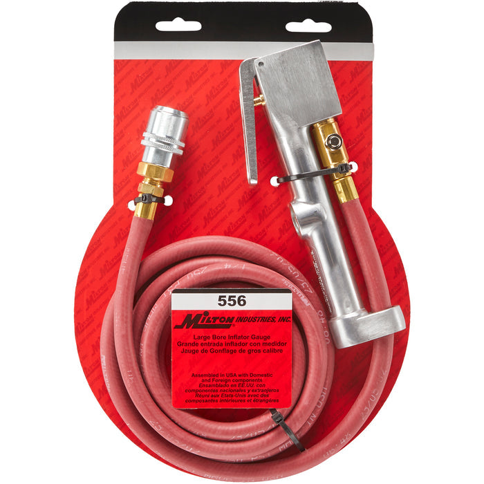 Large Bore Inflator Gauge with 6' Hose Assembly, Full Swivel, 1/4" NPT