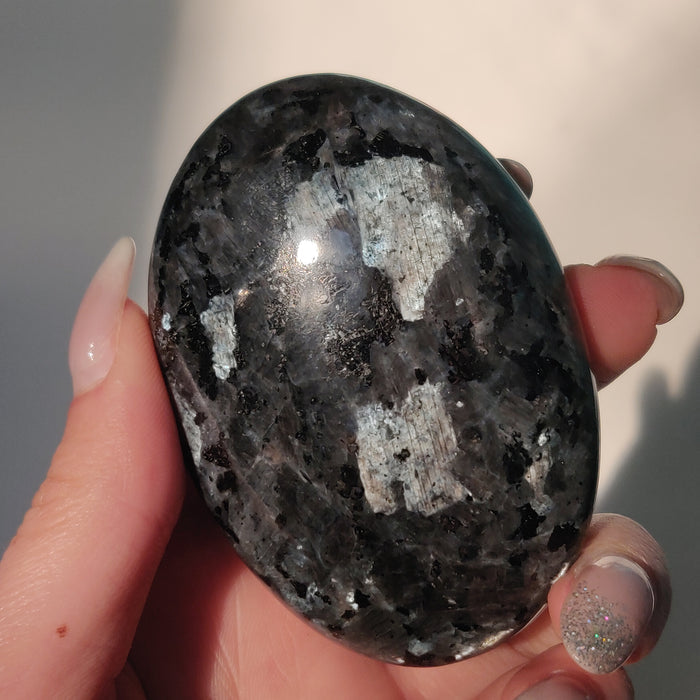 Larvikite Palm Stone (#3)